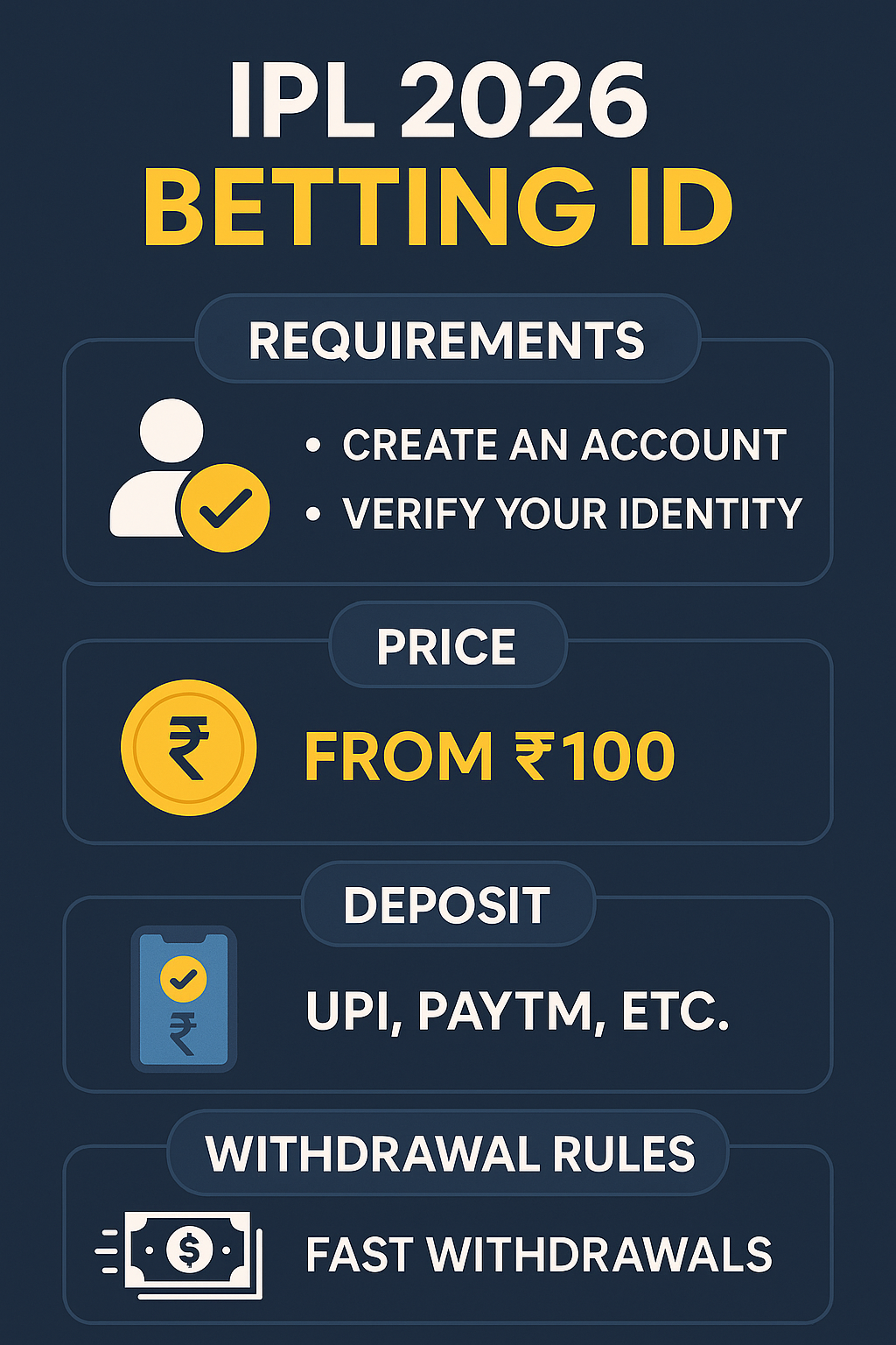 IPL Betting ID Requirements, Price, Deposit & Withdrawal Rules