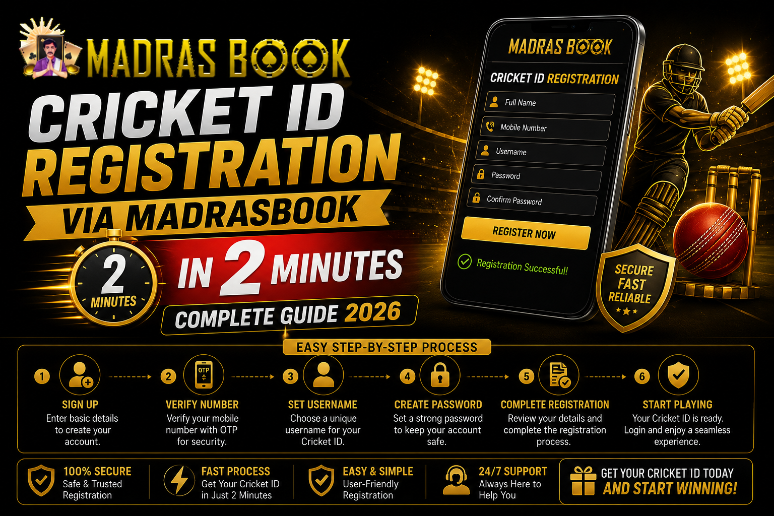 Cricket ID Registration via Madrasbook in 2 Minutes