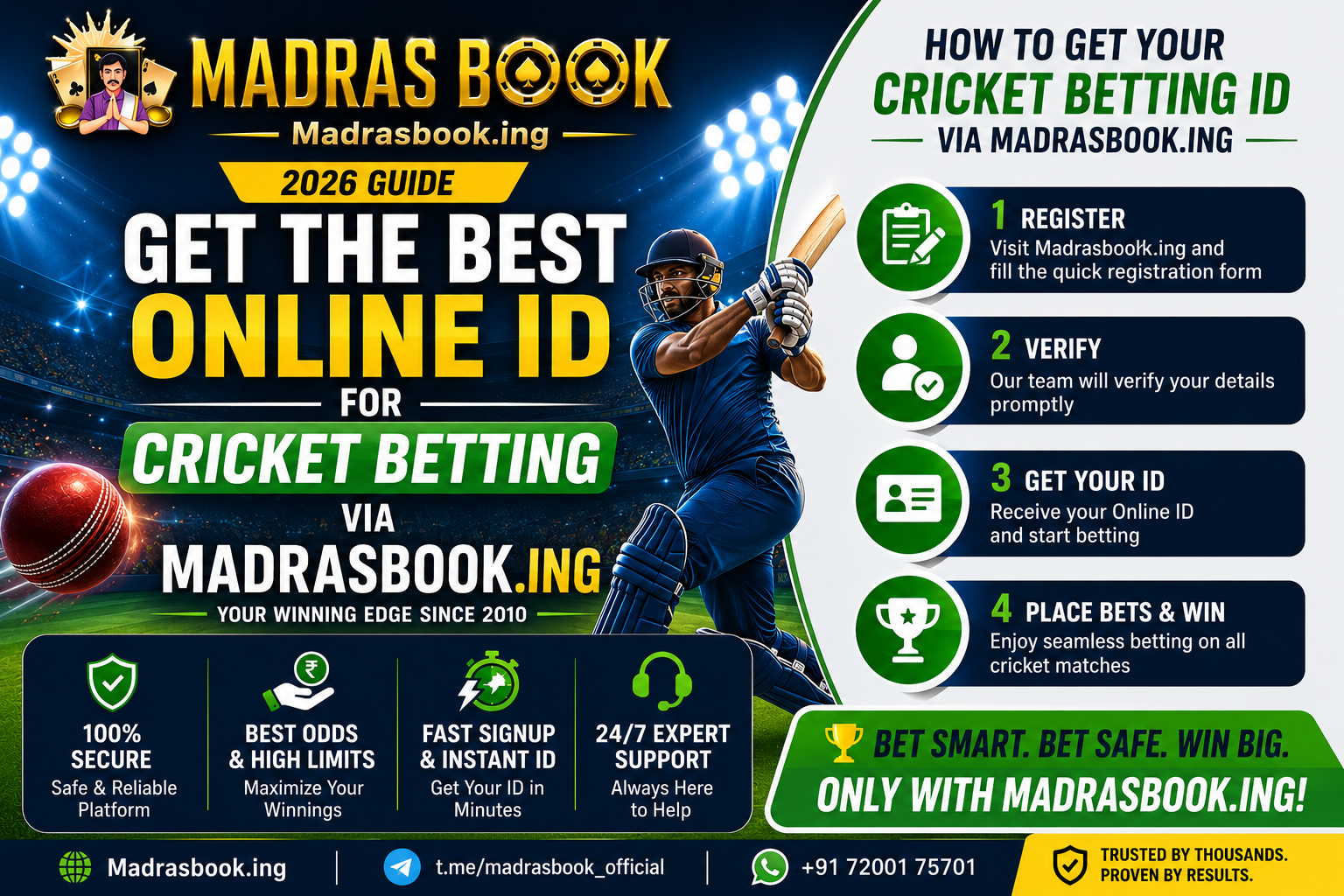 Get The Best Online ID For Cricket Betting Via MadrasBook