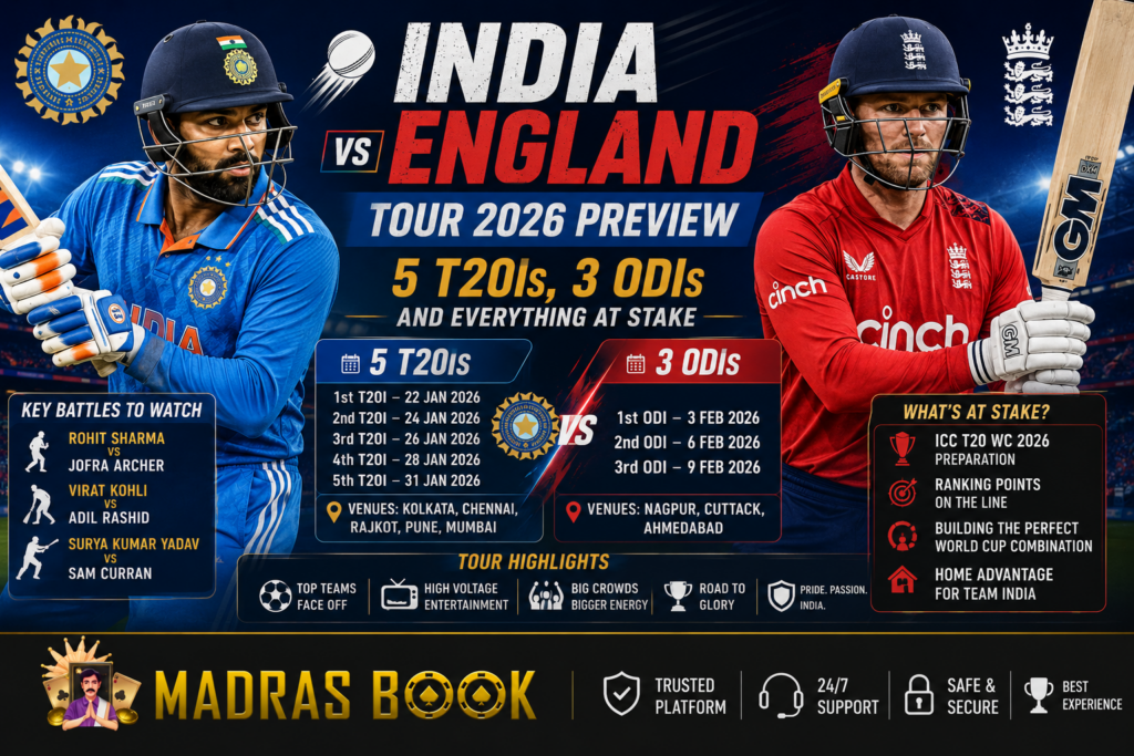 India vs England Tour 2026 Preview | 5 T20Is, 3 ODIs & Full Schedule
