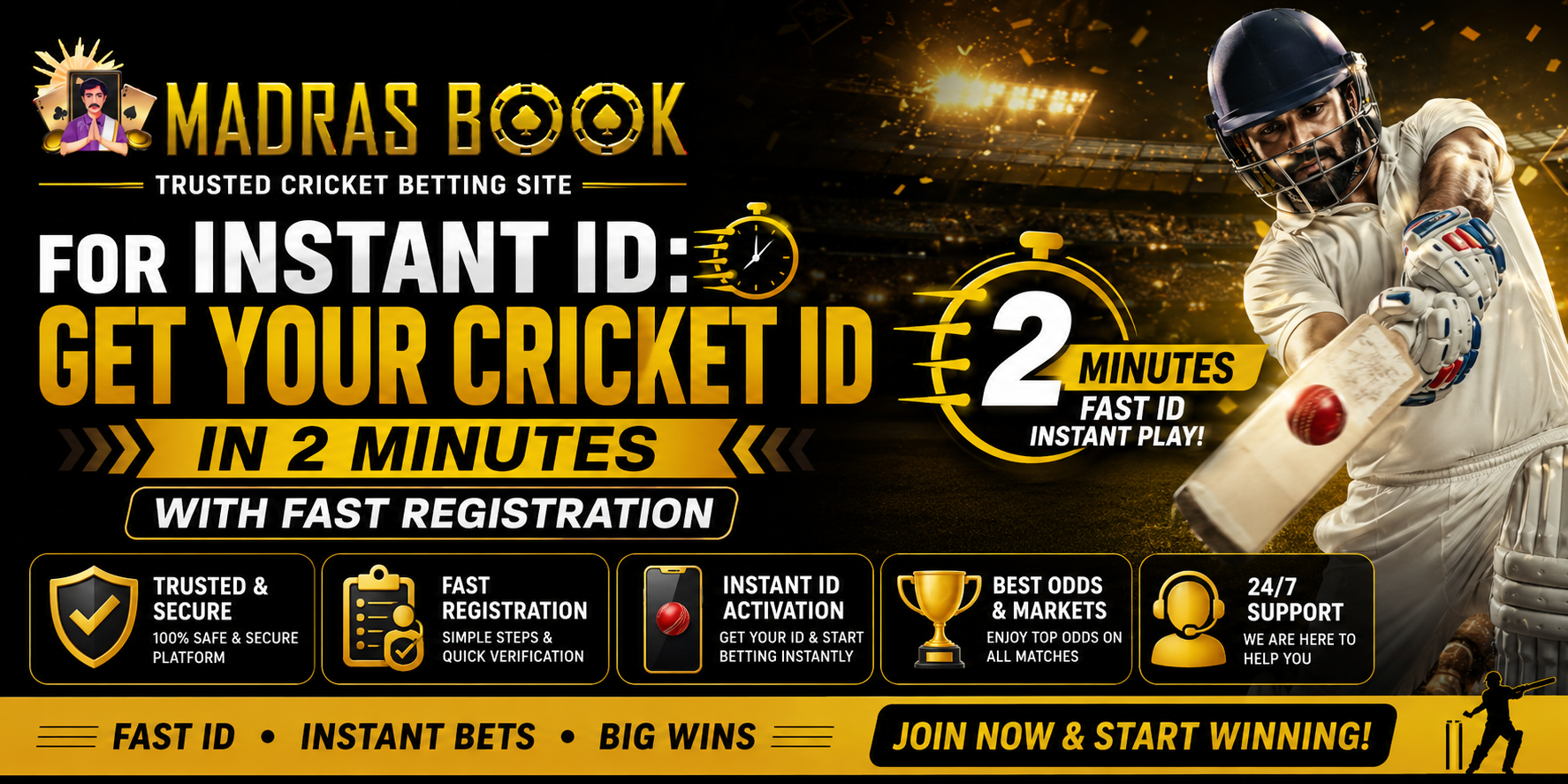Trusted Cricket Betting Site for Instant ID Via Madrasbook