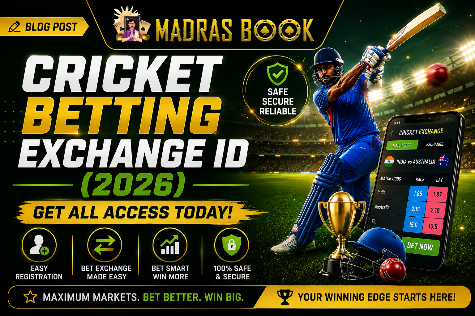 Cricket Betting Exchange ID 2026 – Get Full Access Today with Madras Book