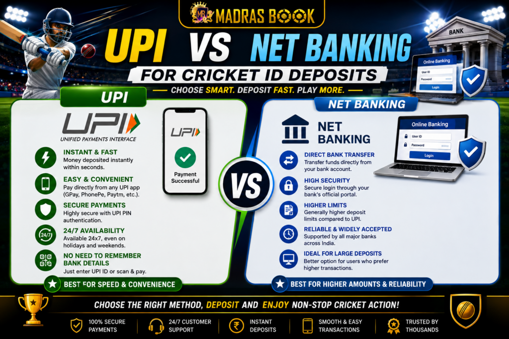 UPI vs Net Banking for Cricket ID Deposits