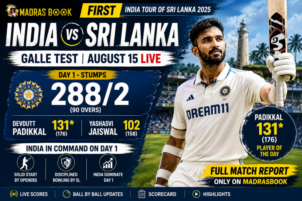 India Sri Lanka Galle Test August 15 live