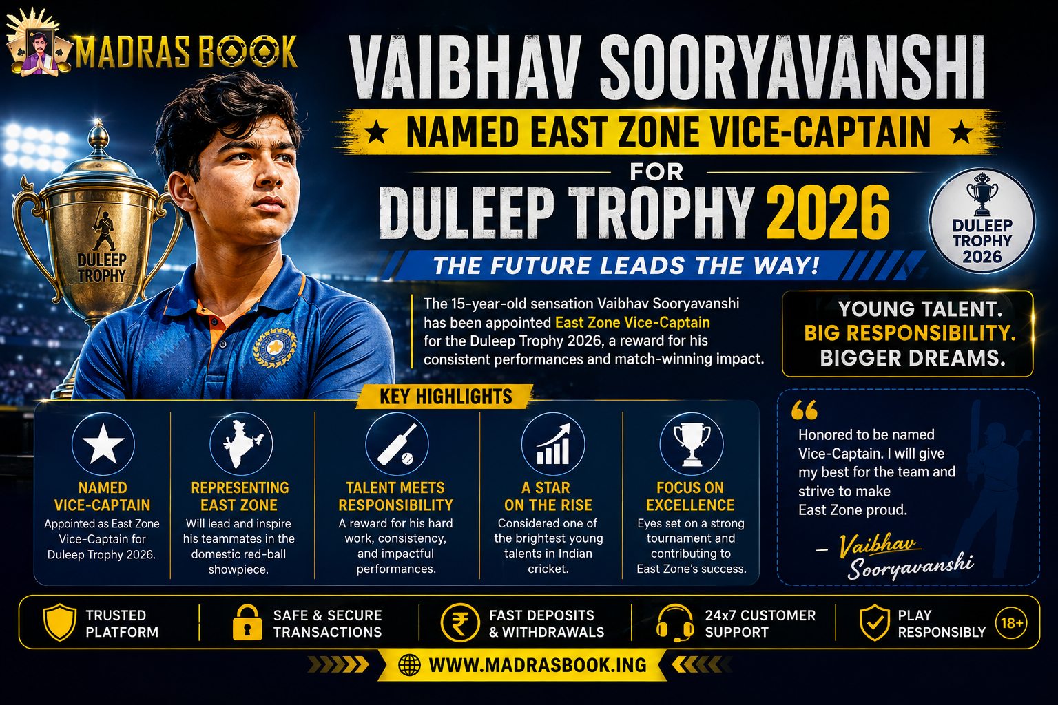 Vaibhav Sooryavanshi's Duleep Trophy 2026