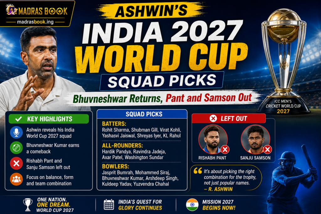 Ashwin India 2027 World Cup squad picks