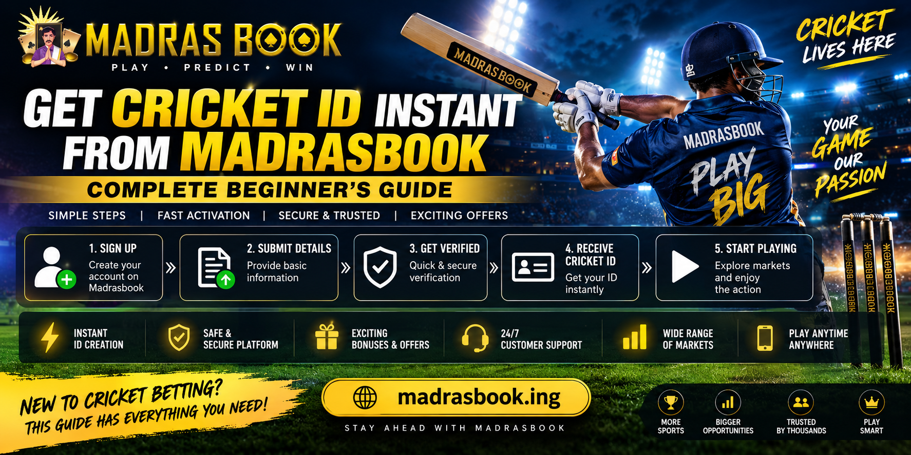 Get Cricket ID Instant from Madrasbook